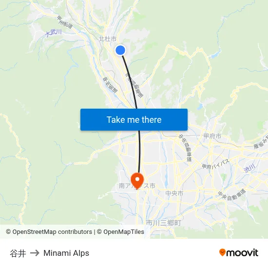 Tanii to Minami Alps map