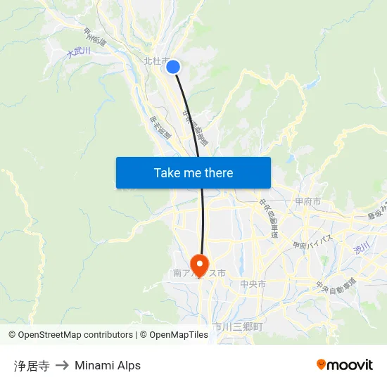 Jojoji Temple to Minami Alps map