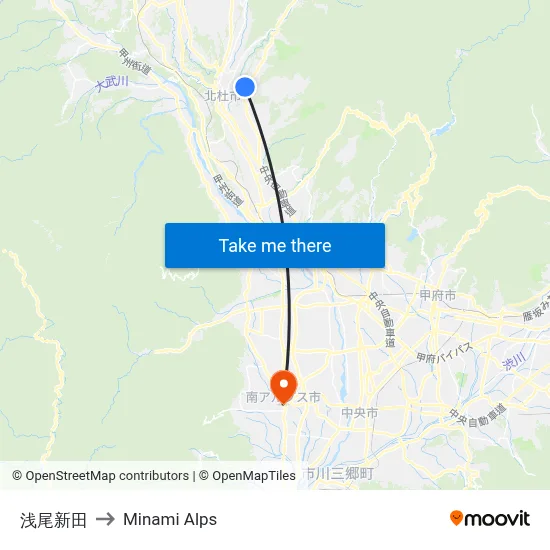 Asao Shinden to Minami Alps map