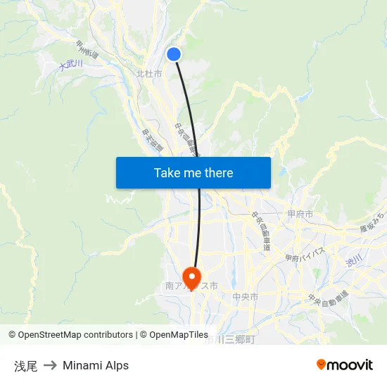 Asao to Minami Alps map