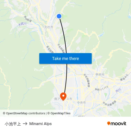 Upper Koikedaira to Minami Alps map