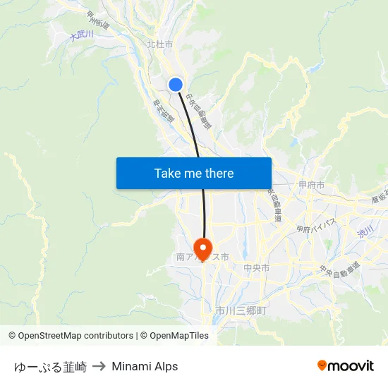 U-ple Nirasaki to Minami Alps map