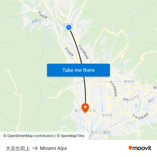 Daizuda-kami to Minami Alps map