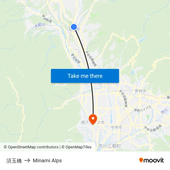 Sudama Bridge to Minami Alps map