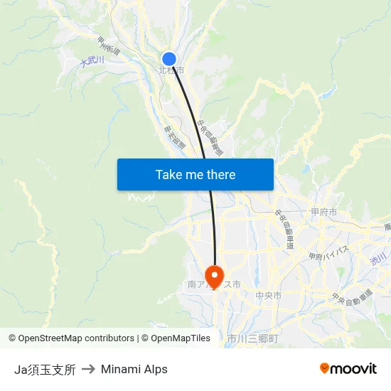 JA Sutaka Branch to Minami Alps map