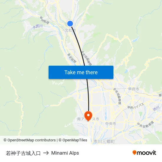 Wakagoko Castle Entrance to Minami Alps map