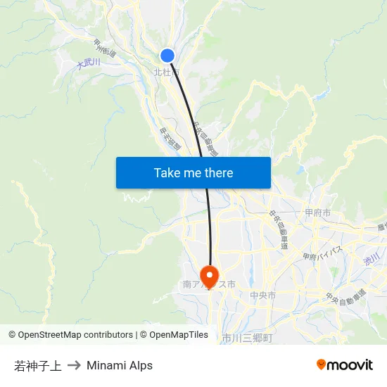 Wakagako Upper to Minami Alps map