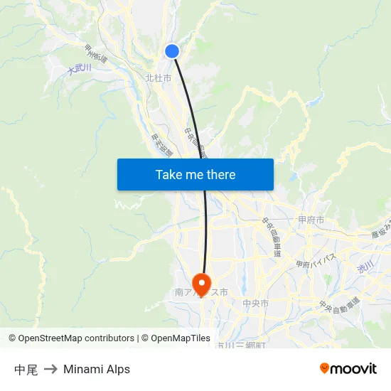 Nakao to Minami Alps map