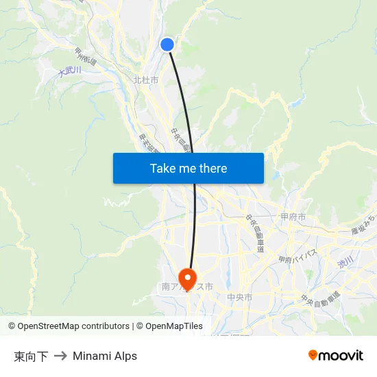 Higashi Mukai Down to Minami Alps map