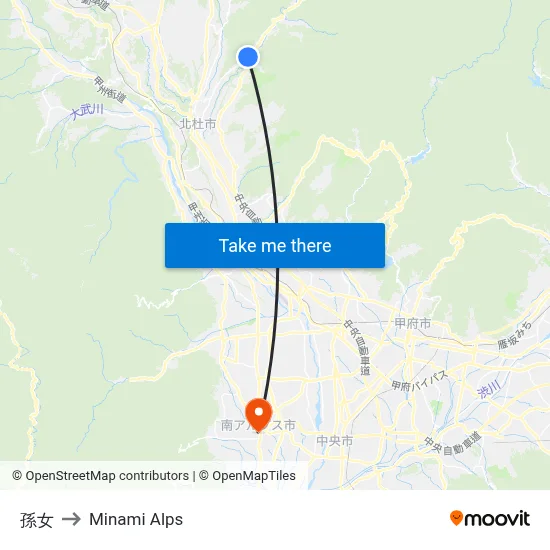 Magoze to Minami Alps map