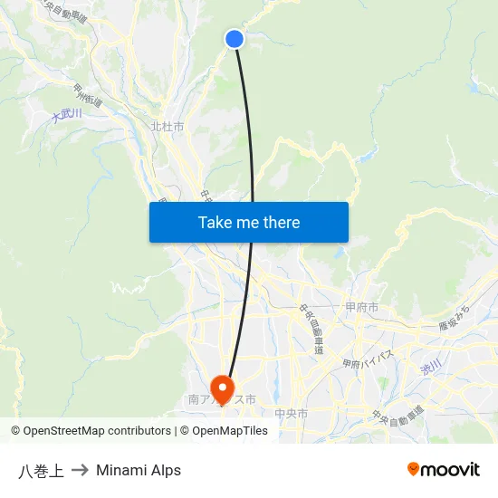 Yamaki Upper to Minami Alps map