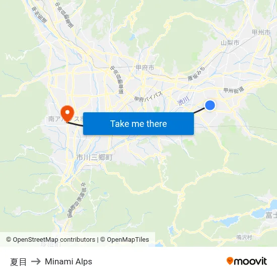 Natsume to Minami Alps map