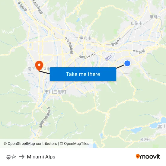 Kuriai to Minami Alps map