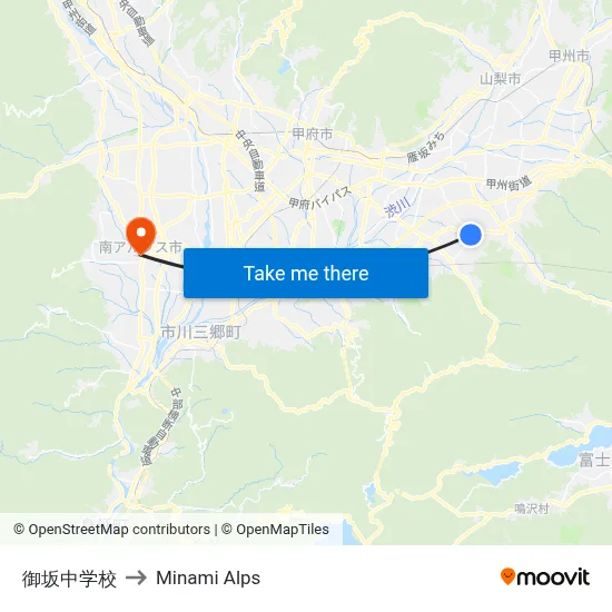 Misaka Junior High School to Minami Alps map