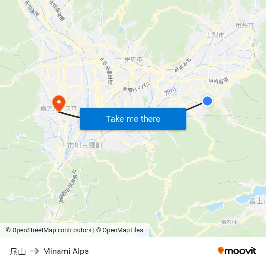 Oyama to Minami Alps map