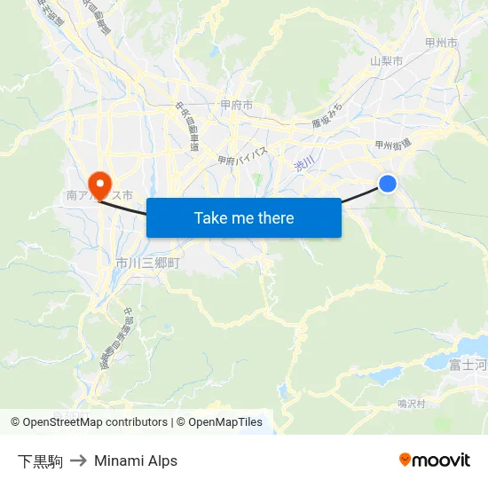 Shimokurogoma to Minami Alps map