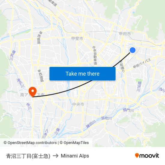 Aonuma 3-chome (Fujikyu) to Minami Alps map