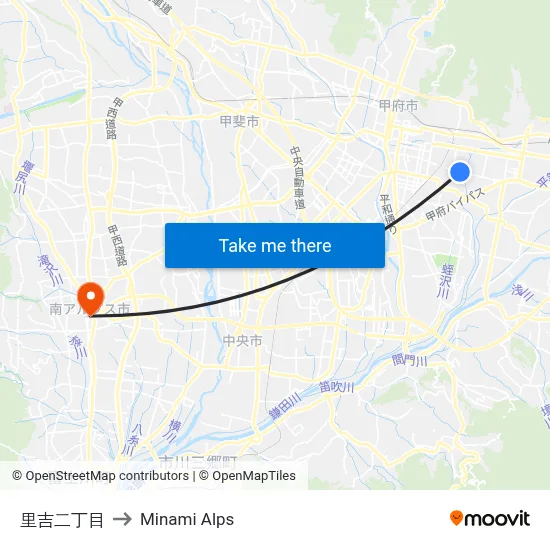 Satoyoshi 2-chome to Minami Alps map