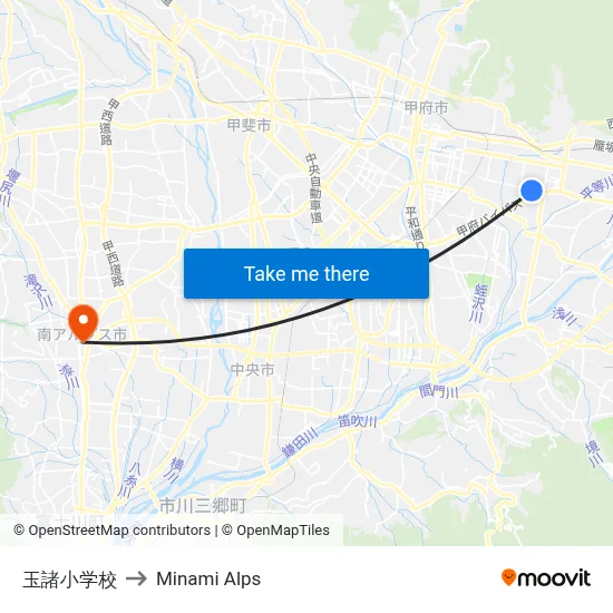 Tamanori Elementary School to Minami Alps map