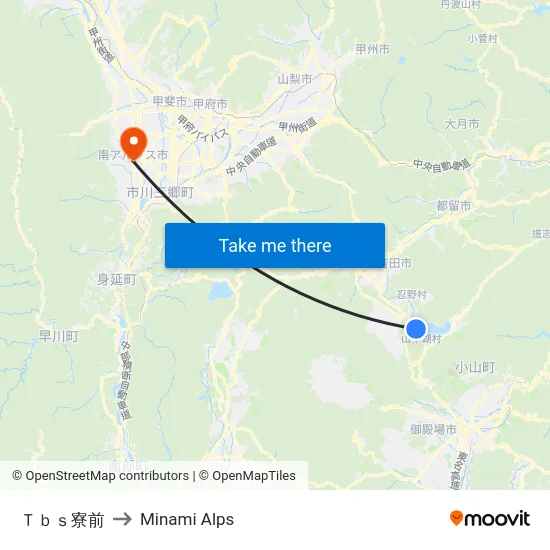 Ｔｂｓ寮前 to Minami Alps map