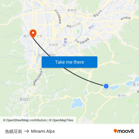 魚眠荘前 to Minami Alps map