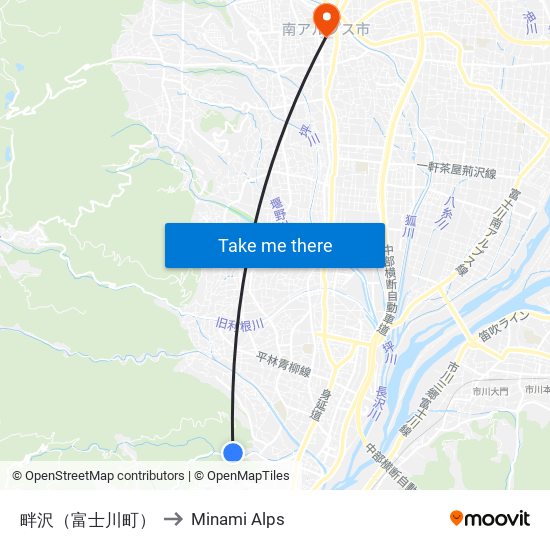畔沢（富士川町） to Minami Alps map