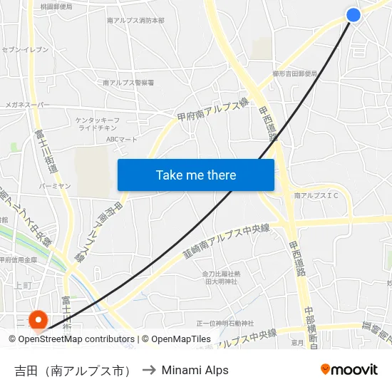 Yoshida (Minami Alps City) to Minami Alps map