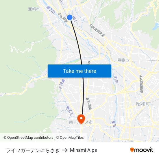 ライフガーデンにらさき to Minami Alps map
