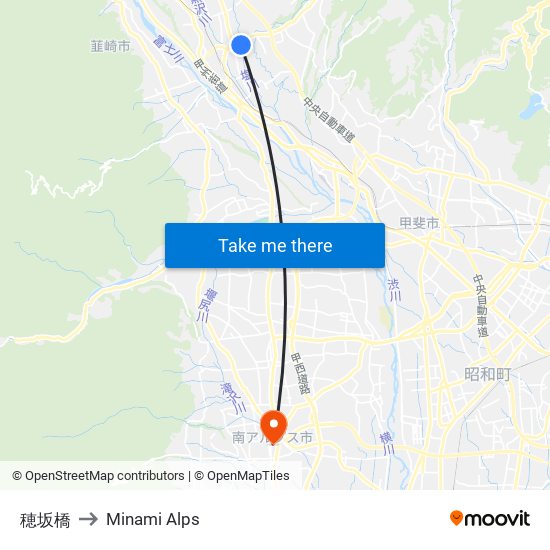 穂坂橋 to Minami Alps map