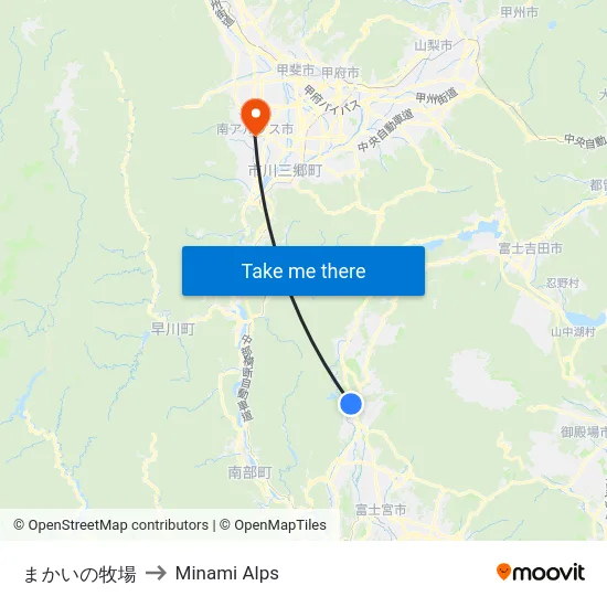 まかいの牧場 to Minami Alps map