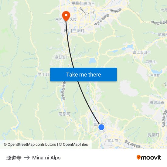 源道寺 to Minami Alps map