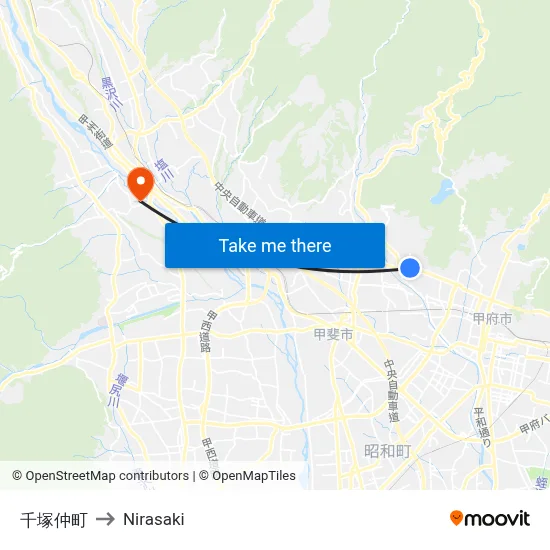 Chizuka-nakamachi to Nirasaki map
