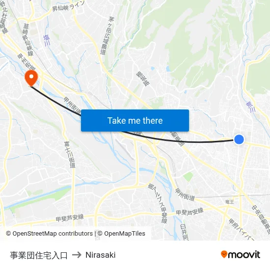 Jigyodan Housing Entrance to Nirasaki map