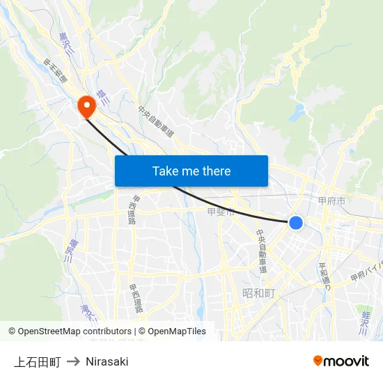 Kamiishida-cho to Nirasaki map
