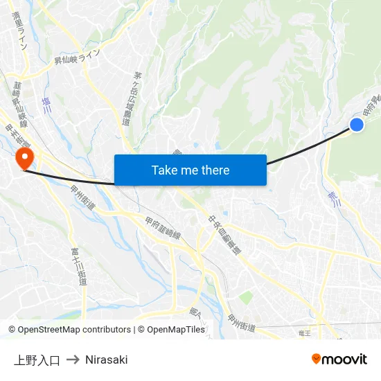 Ueno Entrance to Nirasaki map