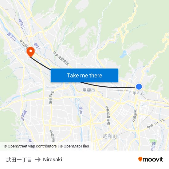 武田一丁目 to Nirasaki map