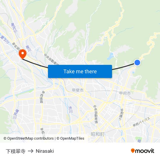 下積翠寺 to Nirasaki map