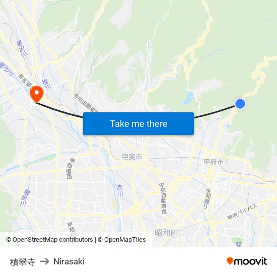 積翠寺 to Nirasaki map