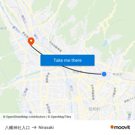 八幡神社入口 to Nirasaki map