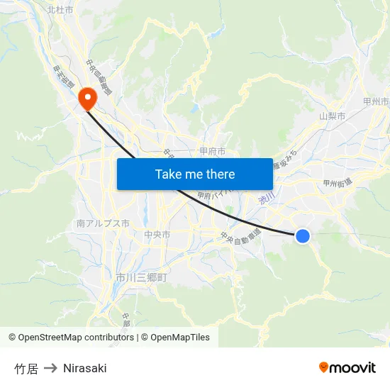 Bamboo Residence to Nirasaki map
