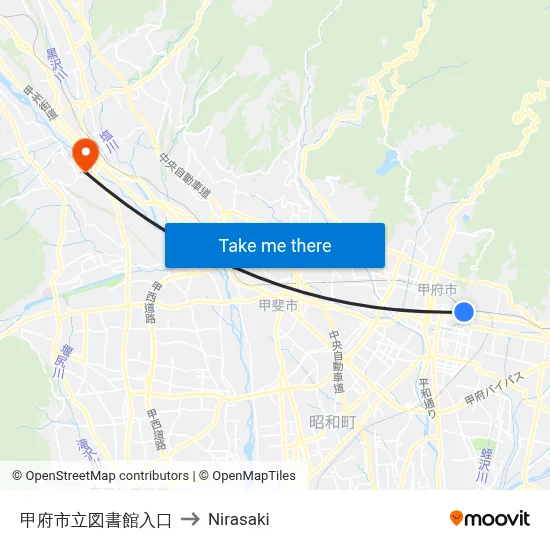 Kofu City Library Entrance to Nirasaki map