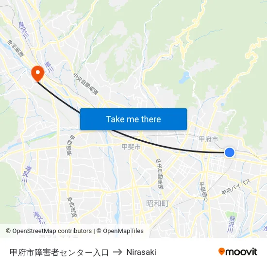 Kofu City Disability Center Entrance to Nirasaki map