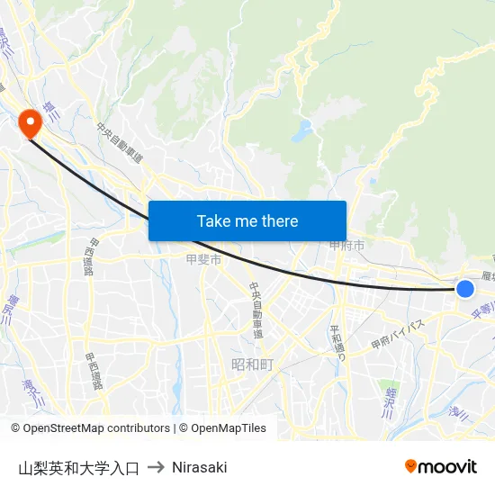 Yamanashi Eiwa University Entrance to Nirasaki map