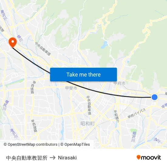 Central Driving School to Nirasaki map