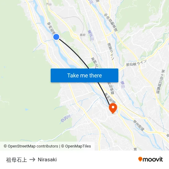 Soboshi Upper to Nirasaki map