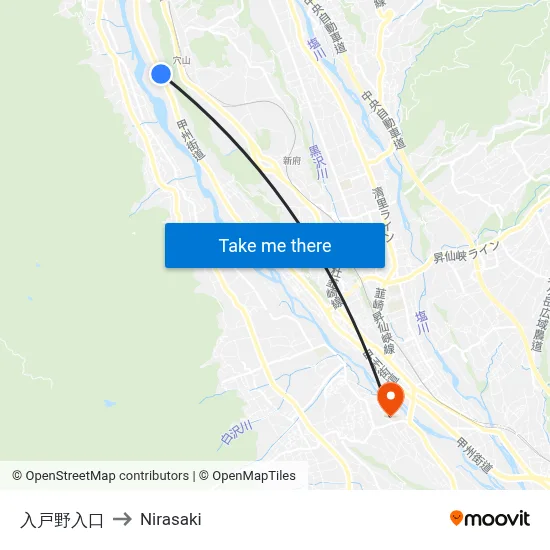 Nittono Entrance to Nirasaki map