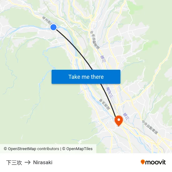 Shimamifuki to Nirasaki map