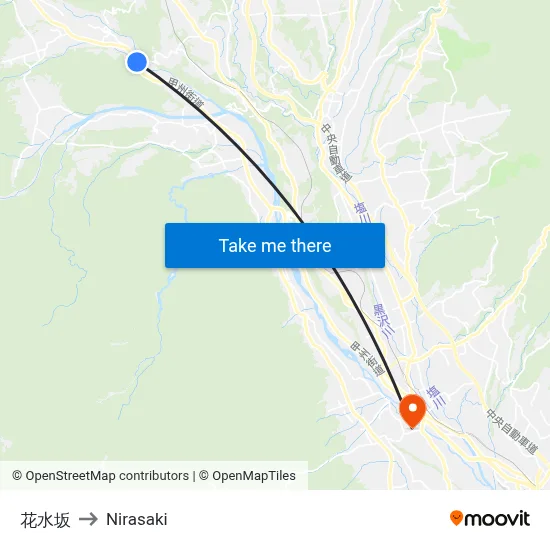 Hanamisuzaka to Nirasaki map