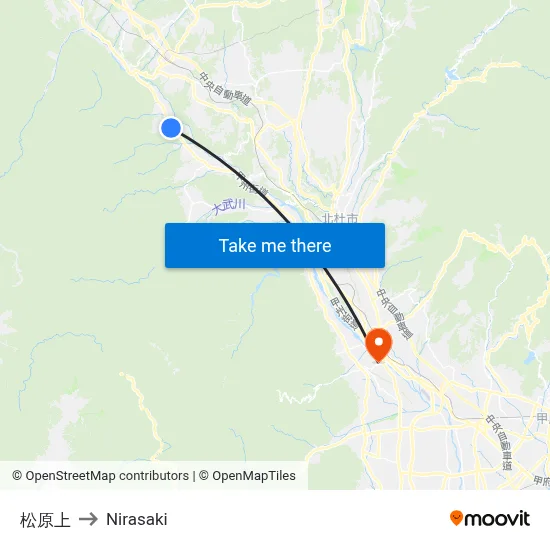 Matsubara Upper to Nirasaki map