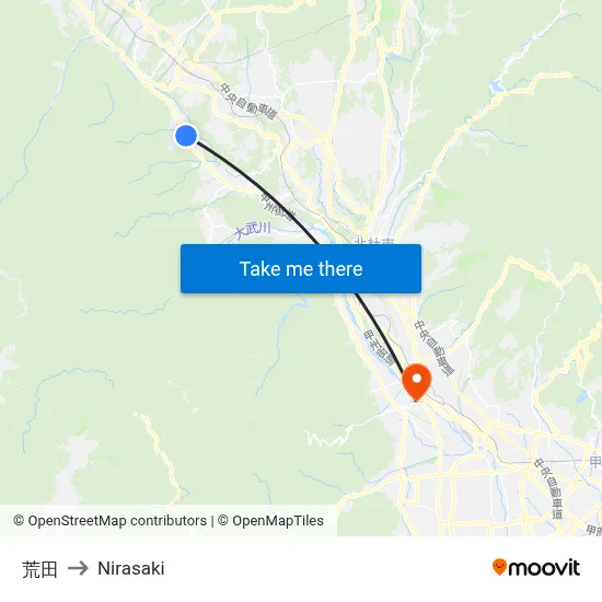 Arata to Nirasaki map
